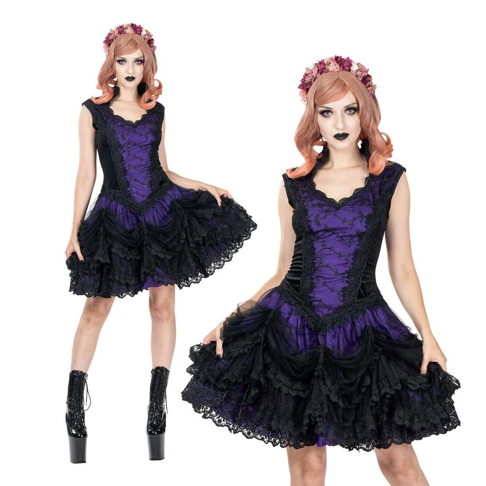 Sinister - 1229 Minikleid - Schwarz/Lila